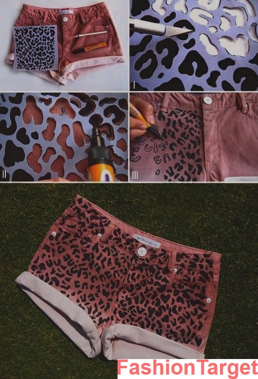 Как сделать леопардовый принт на шортах (леопардовый принт, Своими руками, шорты, Одежда)