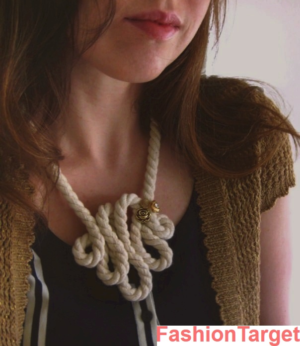 Ожерелье из каната (Ожерелье из шнурка своими руками, украшени, Аксессуары, Своими руками)